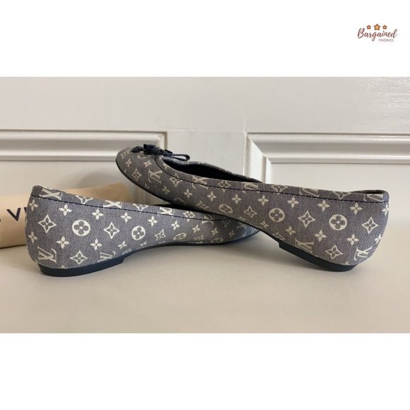 Authentic Louis Vuitton Blue Mini Lin Monogram Canvas Debbie Ballet Flats 6.5 - Picture 11 of 13